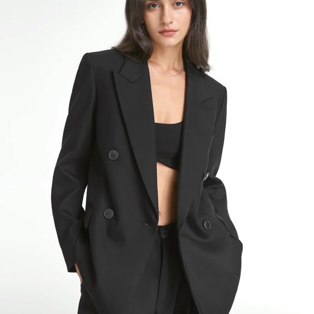 Double Breasted Relaxed Fit Long Blazer
